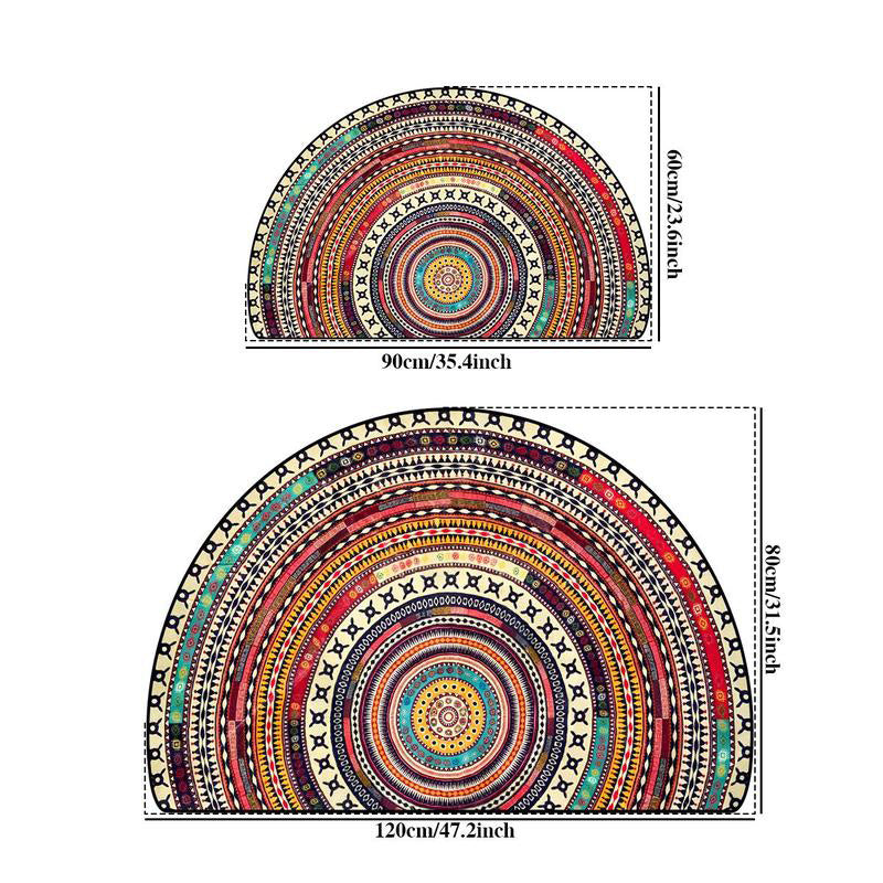 Bohemian Vintage Semi Circular Mat - Non-Slip Bathroom & Door Rug