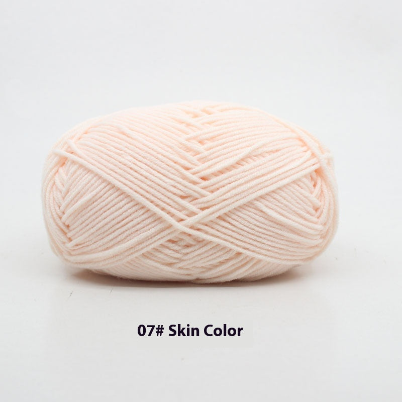 Four-Strand Milk Cotton Crochet Yarn Balls for Craft Projects - Multiple Colors