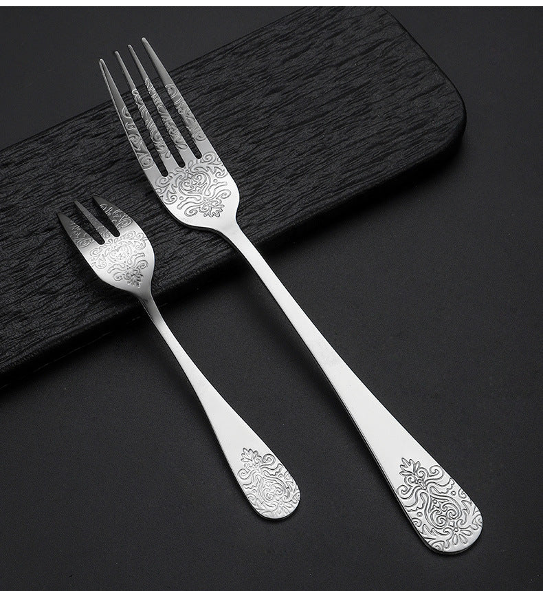 Vintage Gold-Plated Stainless Steel Cutlery Set - Dinner Knife Fork Spoon Tea Spoon