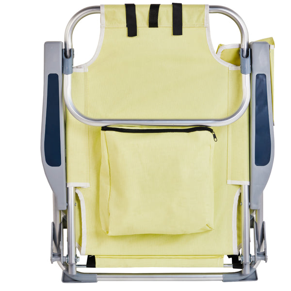 Lightweight Folding Beach Chair with Adjustable Back - Yellow