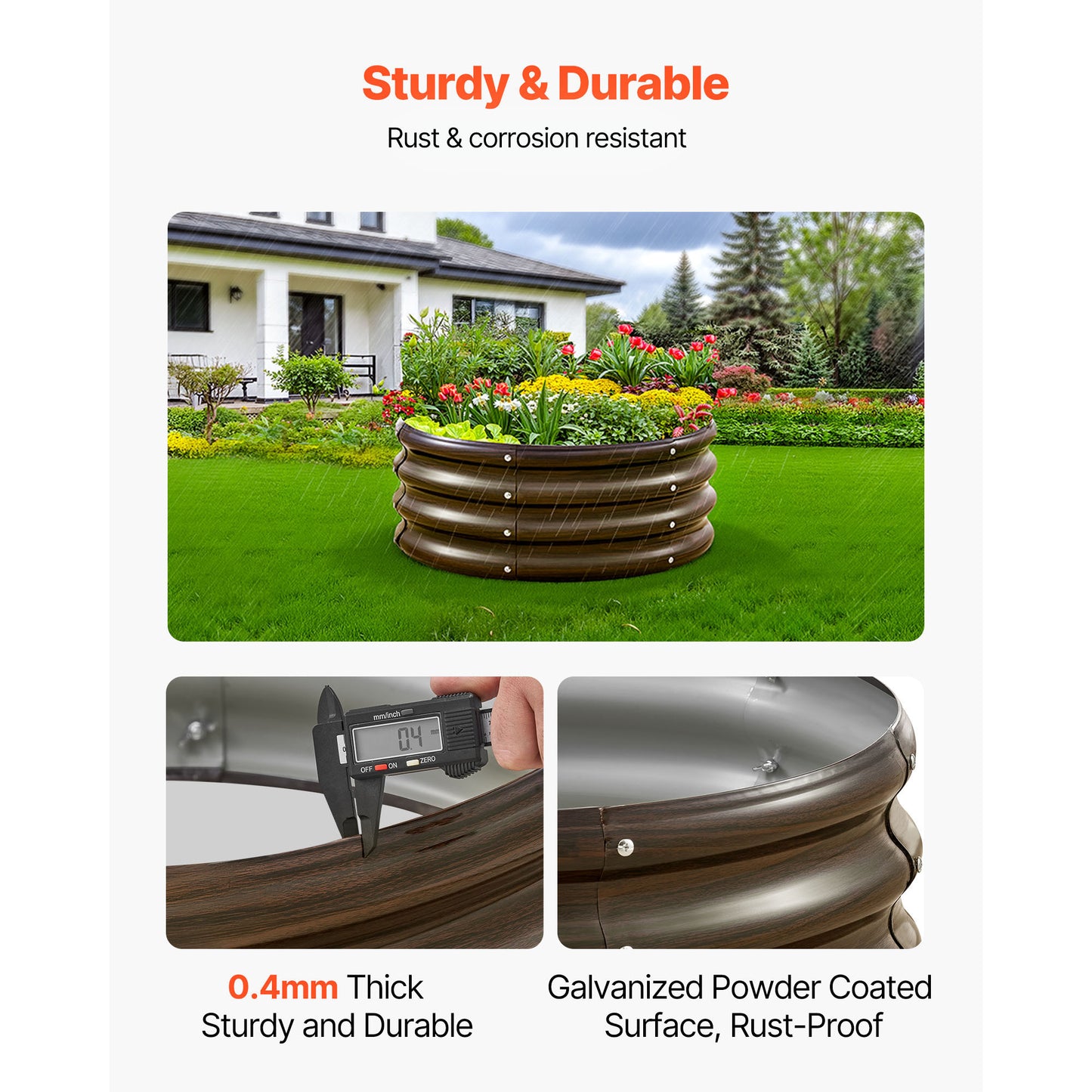 Metal Raised Garden Bed Set - 3 Pcs Outdoor Galvanized Planter Boxes 2x2x1 ft