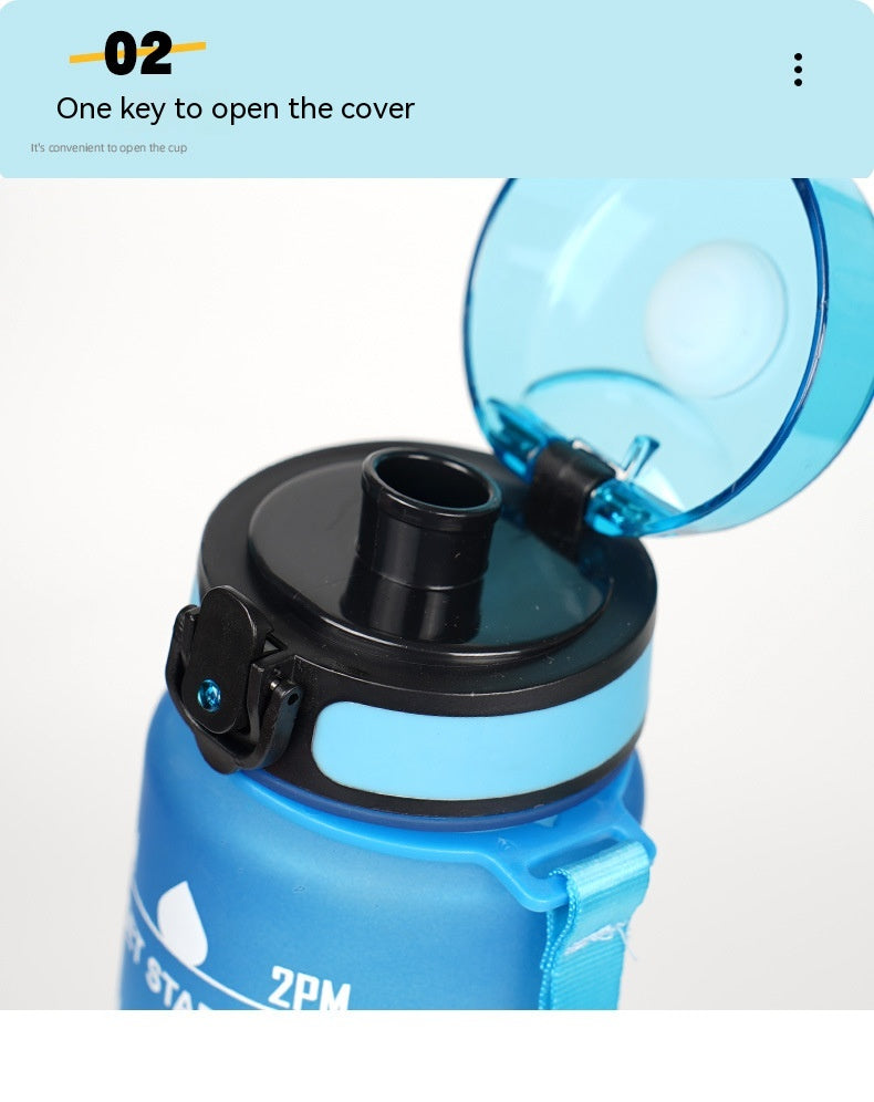 Large Capacity Sports Water Bottle - Gradient Cup with Lanyard 1000ml