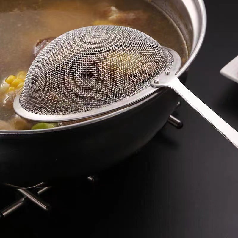 304 Stainless Steel Kitchen Colander & Rice Noodle Skimmer with Wooden Handle