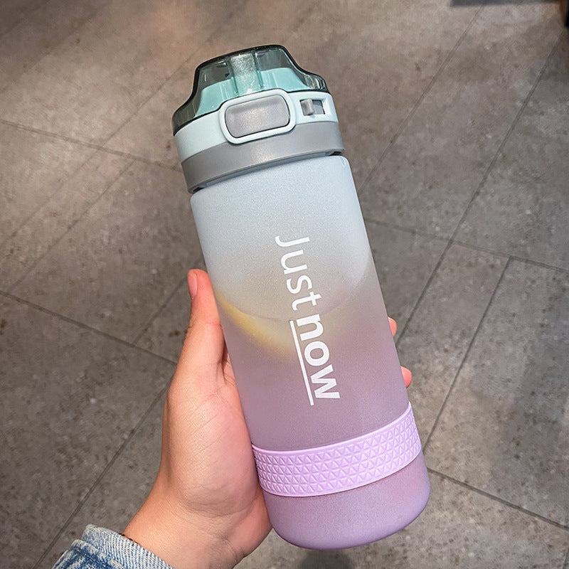 Large Capacity Frosted Plastic Water Cup with Gradient Color - 600ml