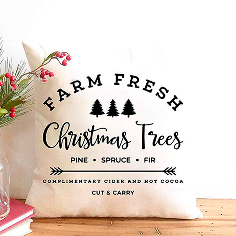 Christmas Pillow Cover Cartoon Letter Print Cushion Cover for Sofa & Office