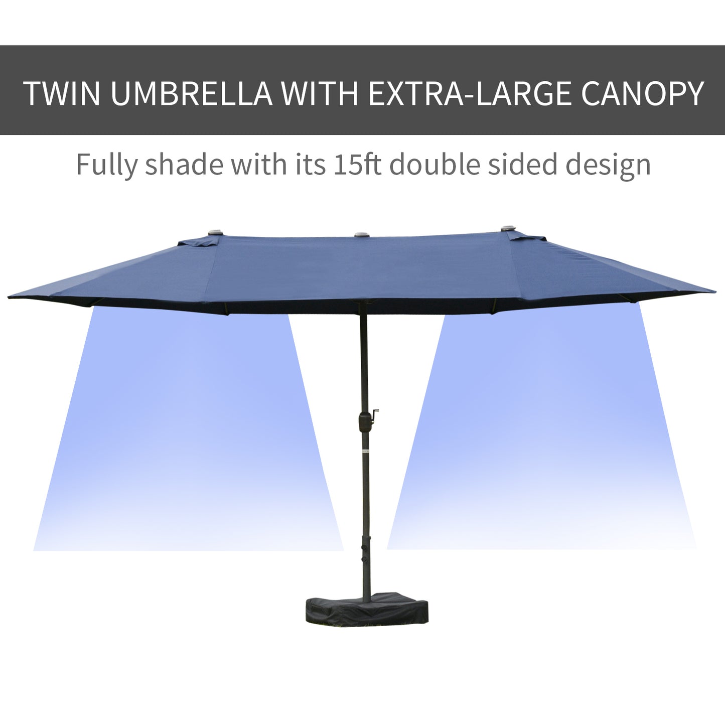 Double-Sided Patio Umbrella - Rust-Resistant Steel, Dark Blue