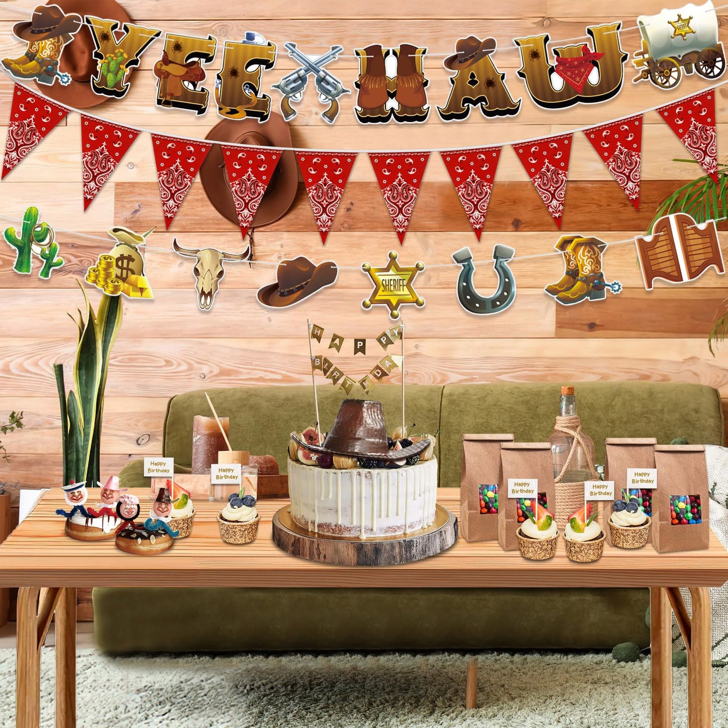 Western Cowboy Party Decorations - 4 Piece Banner Set