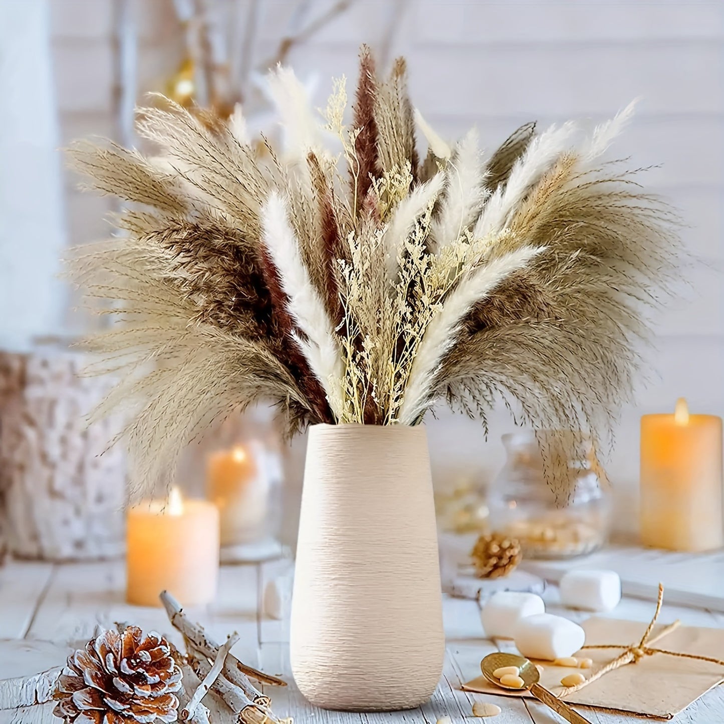 Dried Flower Bouquet - Preserved Grass Flower Arrangement for Home Decor