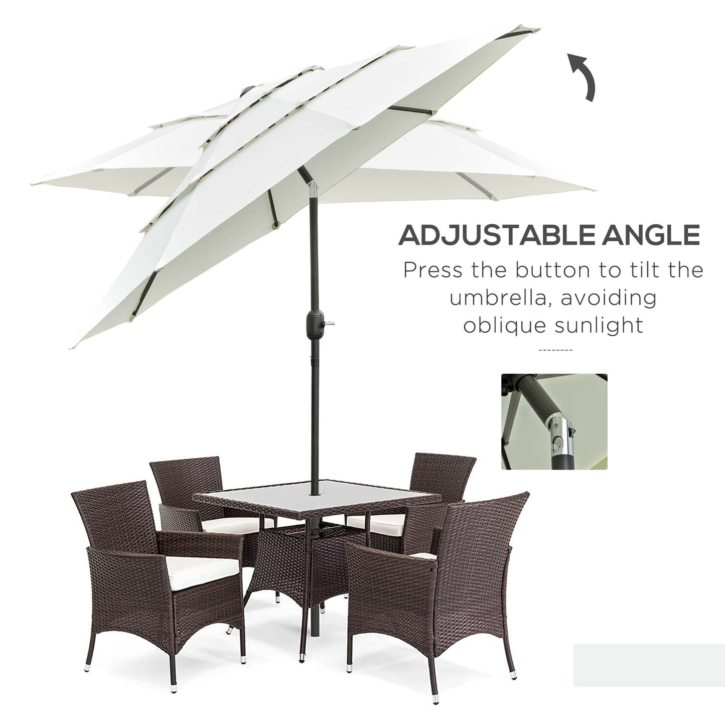 9ft 3-Tier Market Patio Umbrella with Crank & Tilt - Beige