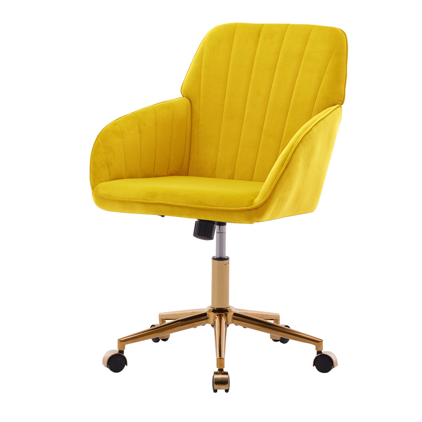Bright Yellow Velvet Office Chair with Gold Base - TY Model
