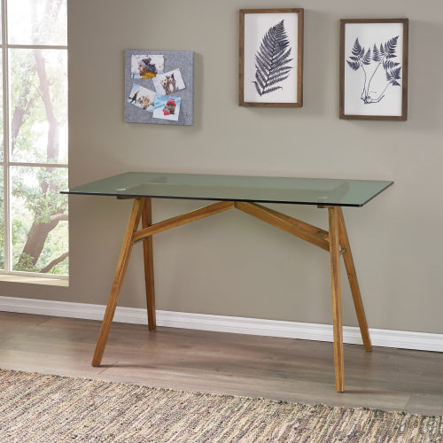 Modern Computer Desk for Home Office - Large Natural Wood Table