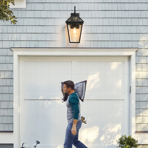 Outdoor Waterproof Wall Light with Support for Various Bulbs - Black, 2 Pack