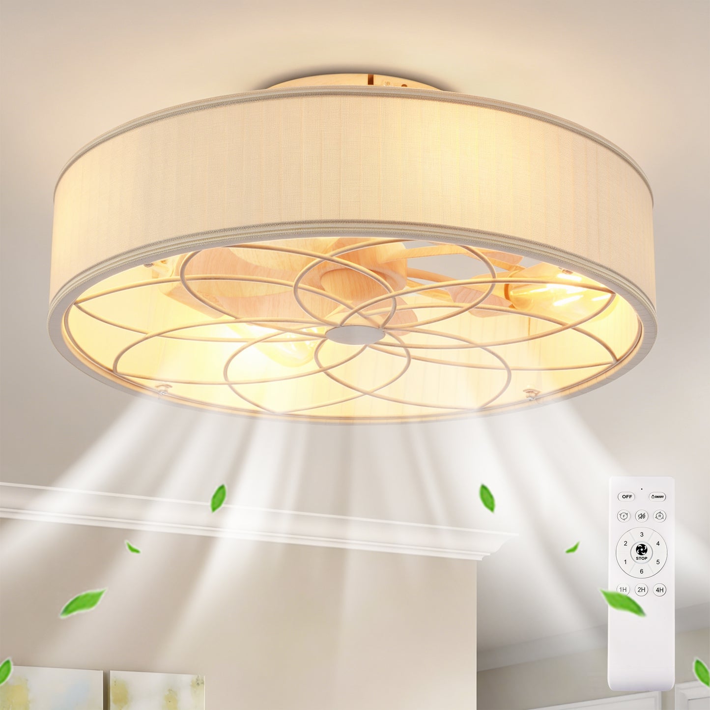 20" Bladeless Ceiling Fan with Remote Control - Matte White