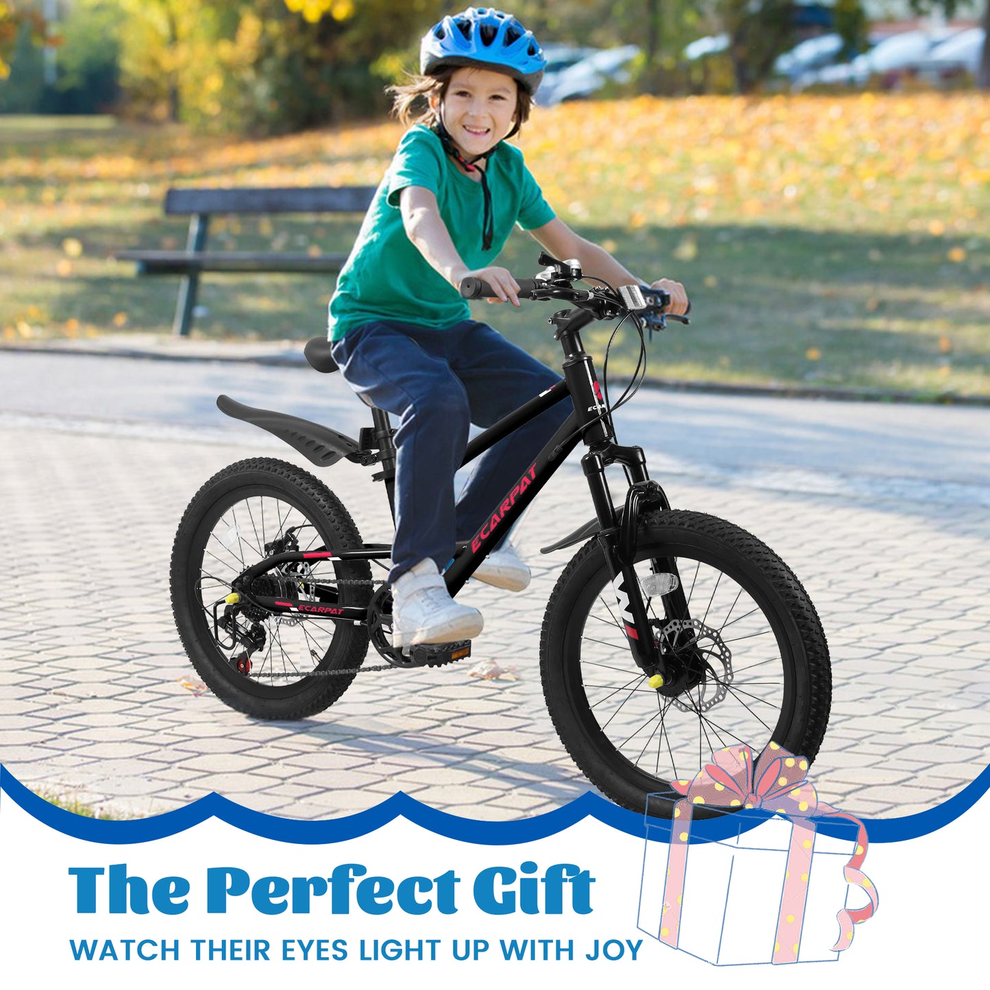 20-Inch Mountain Kids Bike for Boys & Girls, 7-Speed, Black