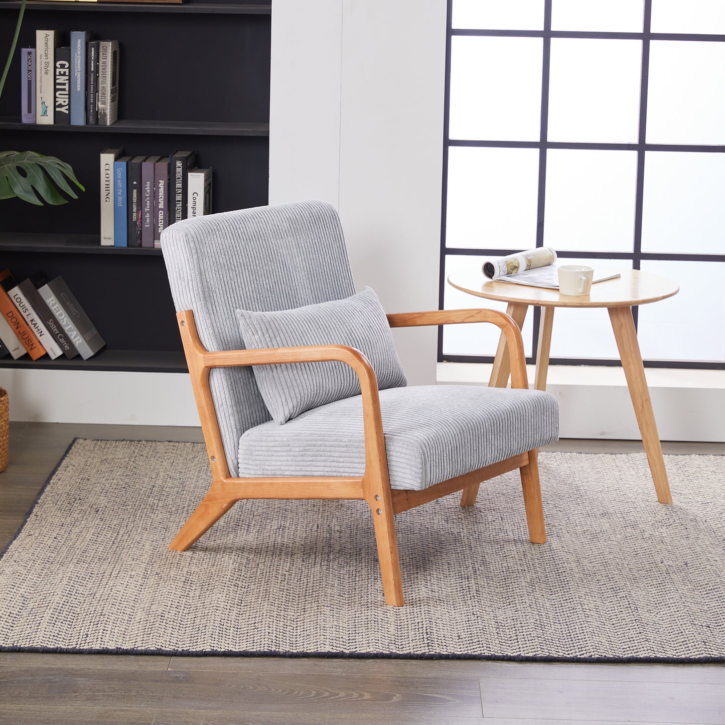 Mid-Century Modern Upholstered Accent Chair - Light Gray