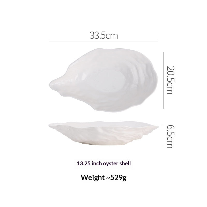 Oyster-Shaped Ceramic Salad Plate Set - Multiple Sizes, Elegant Kitchen Dinnerware