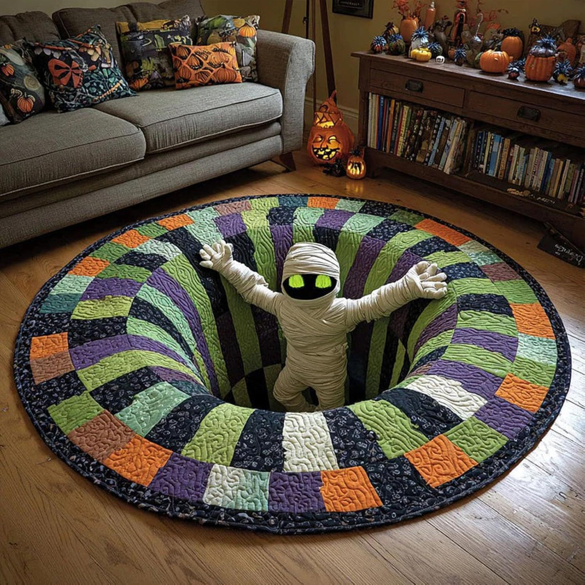 Halloween 3D Visual Floor Mat - Festive Rug for Living Room, Bedroom & Office