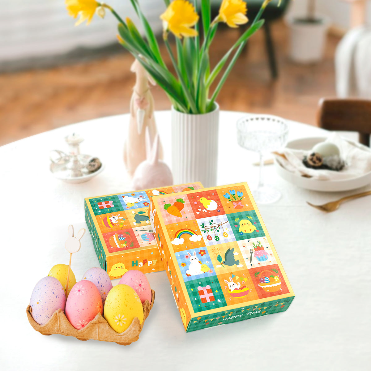 15-Piece Spring Theme Party Favor Boxes - Bunny & Carrot Design