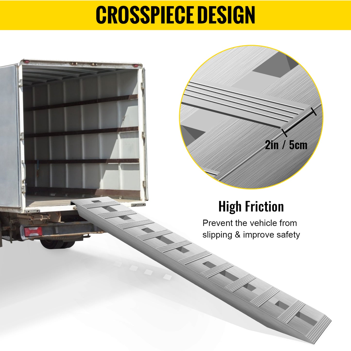 60-Inch Aluminum Trailer Loading Ramps 6000LBS Capacity - Beavertail Hook End, 1 Pair