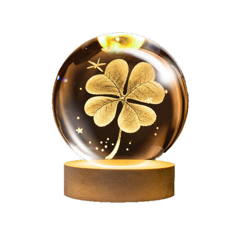Starry Sky Crystal Ball Night Light Solar System Ornament 8cm Warm Light