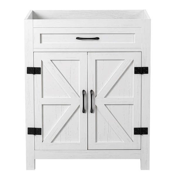 30-Inch Water-Washed White Double Barn Door Vanity Cabinet