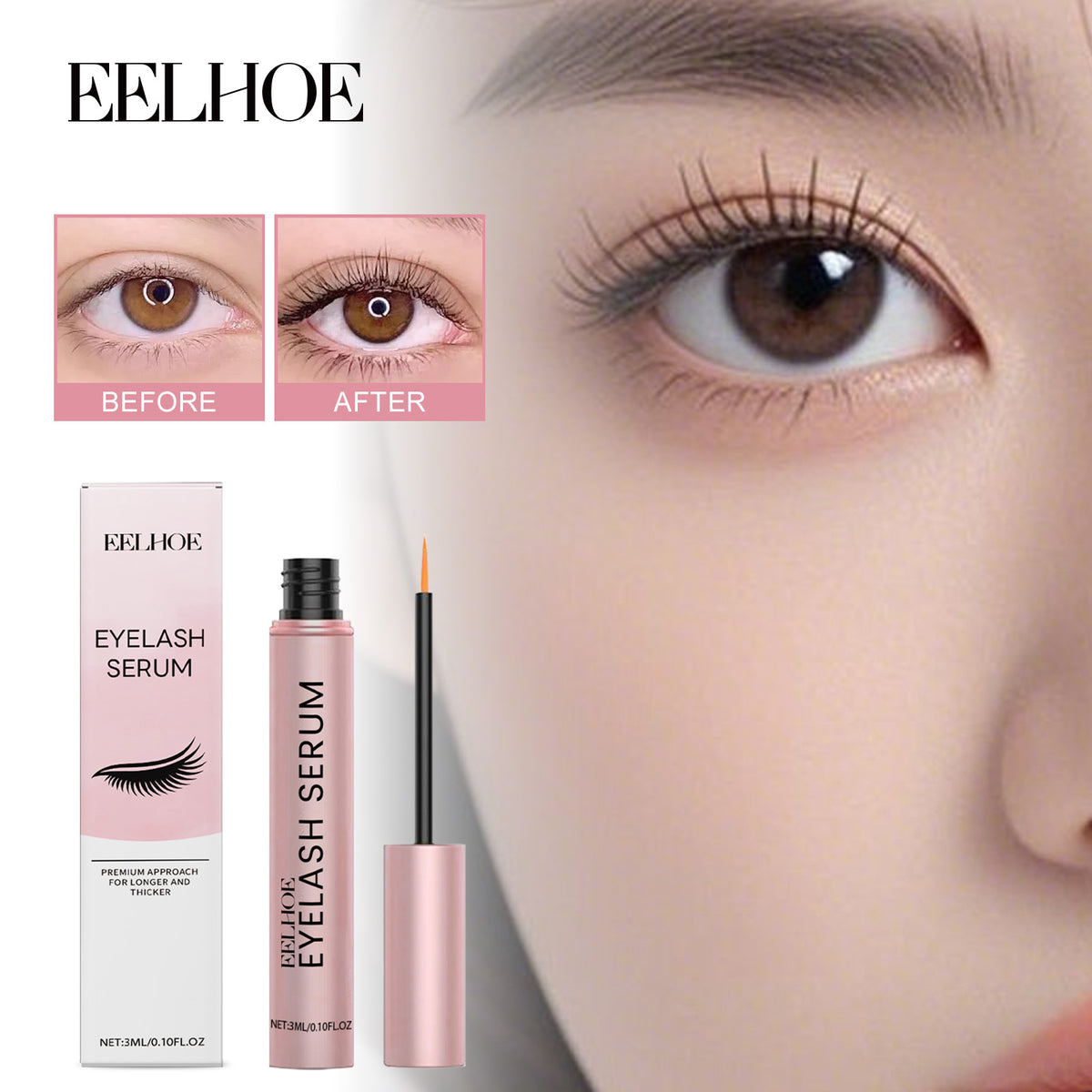 Eyelash Growth Serum - 3ml Eyelash Enhancer for Longer, Thicker Lashes