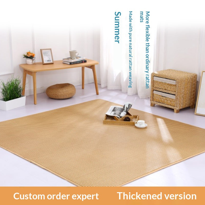 Thickened Folding Rattan Floor Mat - Cooling Japanese Style Cushion for Summer