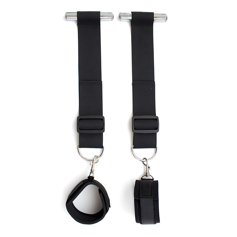 Adult Fun Handcuffs and Nylon Door Hanger Set - Black