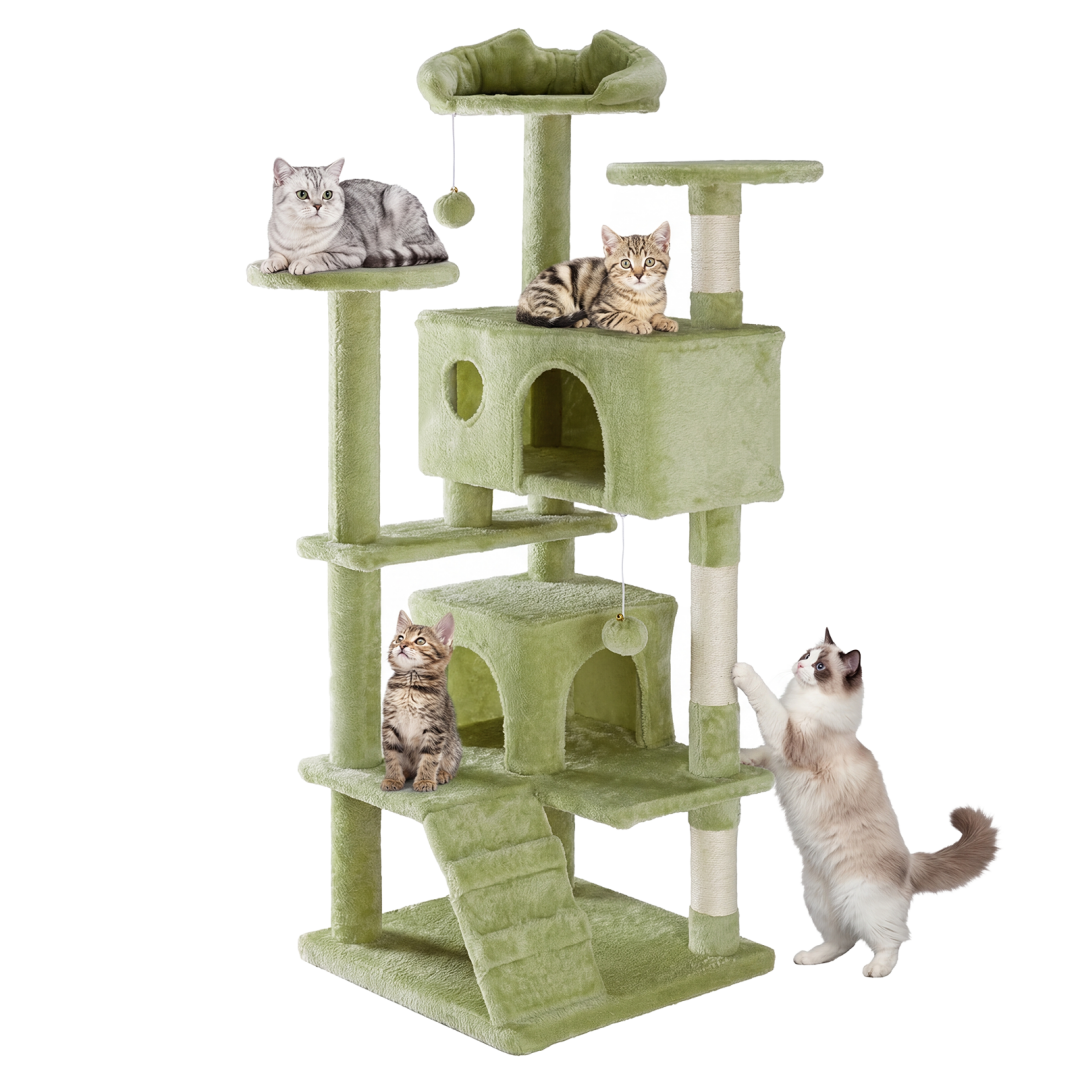 Multi-Level Cat Tree Tower with Sisal Posts and Plush Toys - Indoor Play