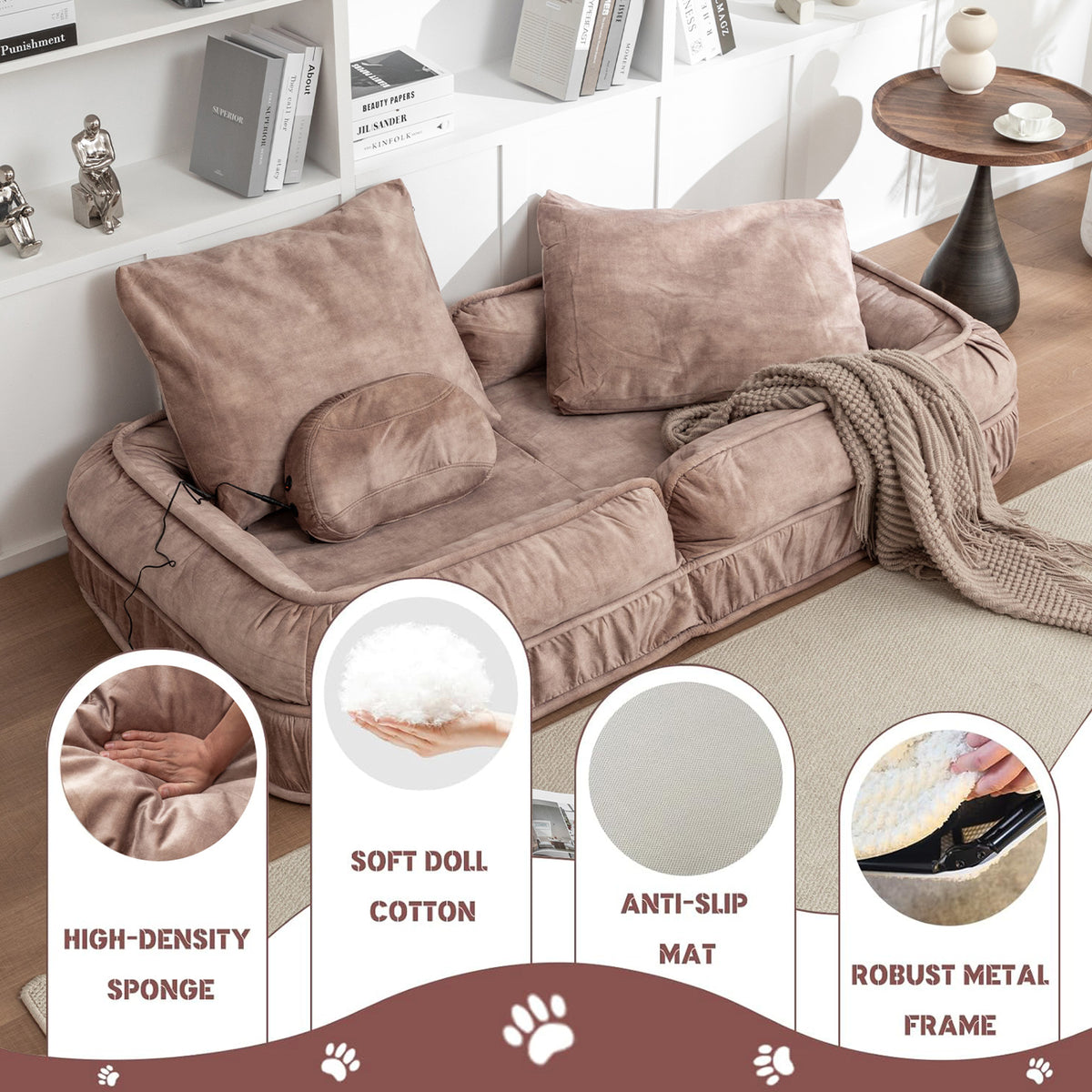 Pet Guardrails for Sofa - Brown, Adjustable Safety Barrier for Pets