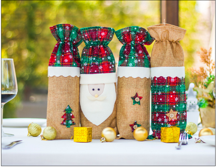 Christmas Wine Bottle Bag - Festive Holiday Decor for Gifts & Table Settings