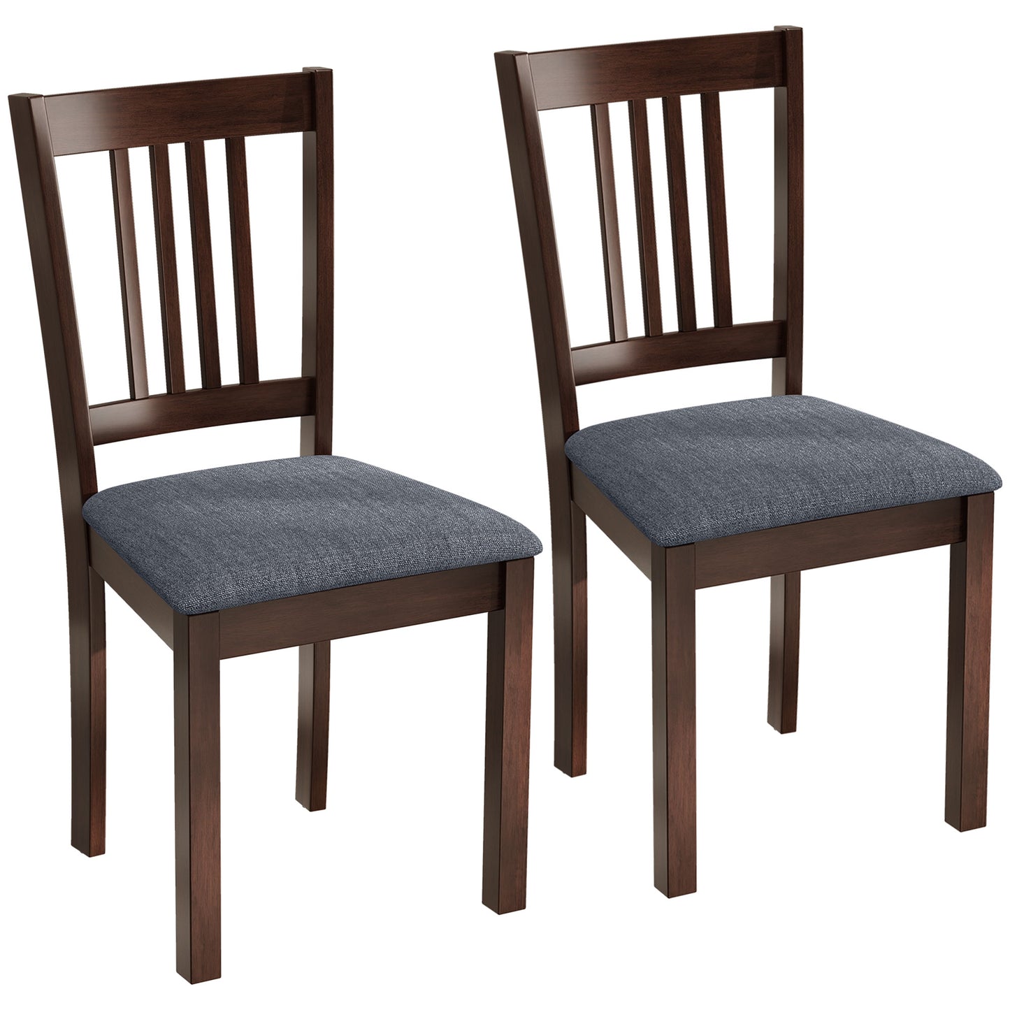 Dining Chairs Set of 2 Linen Upholstered Kitchen with Rubberwood Legs
