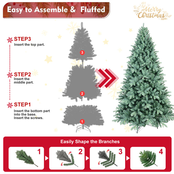 8ft Blue Green Tint Christmas Tree - 2458 Branch Tips