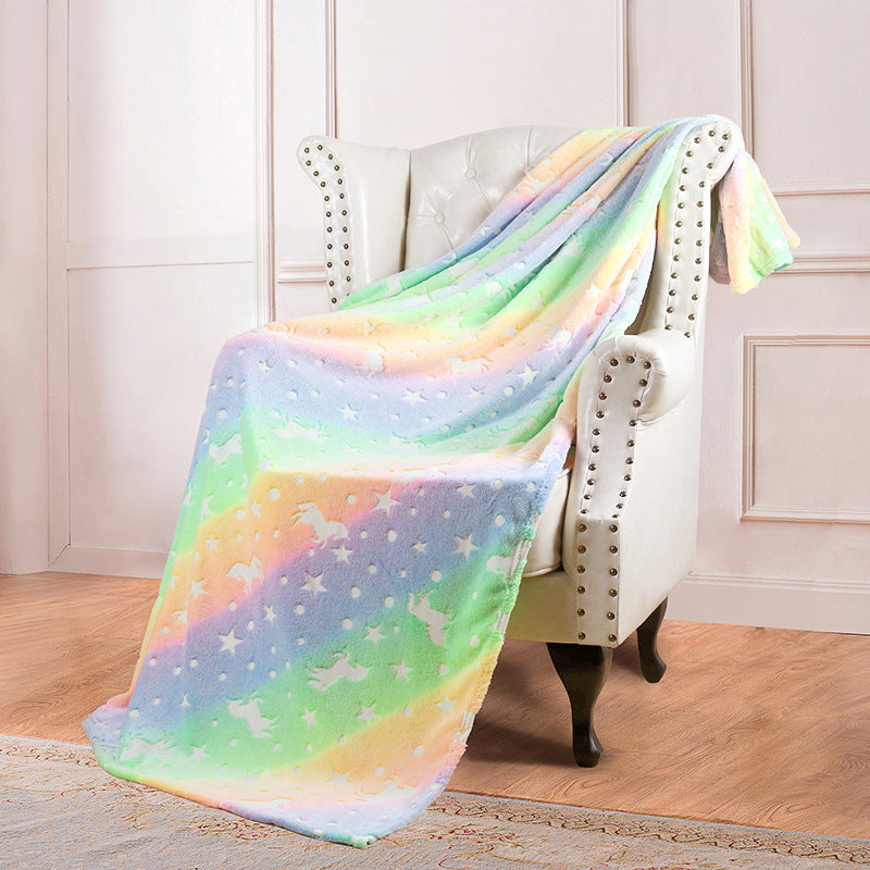 Double Sided Flannel Glow-in-the-Dark Blanket Fluorescent Bedding Set - Multiple Colors