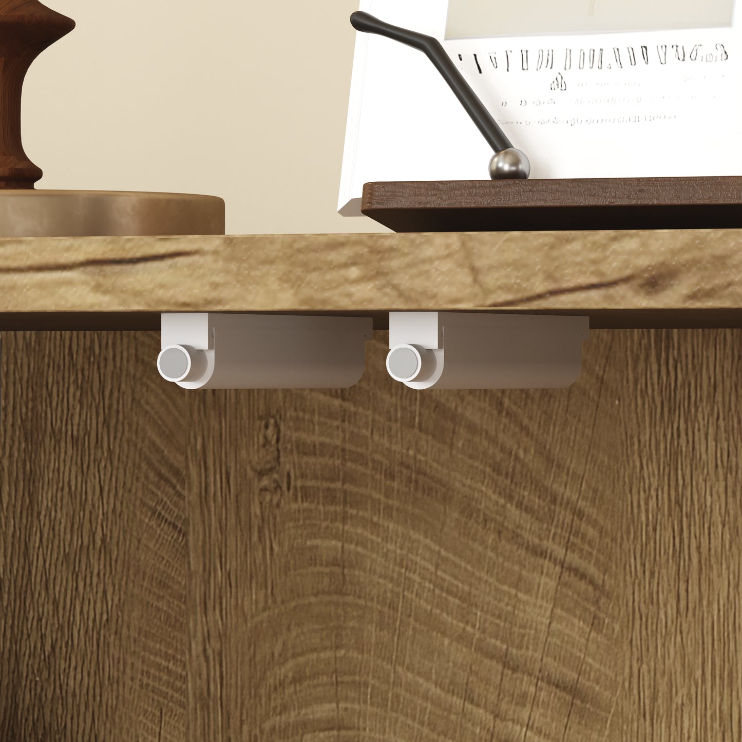 Natural Wood Sideboard Buffet Cabinet with 4 Doors & Adjustable Shelves
