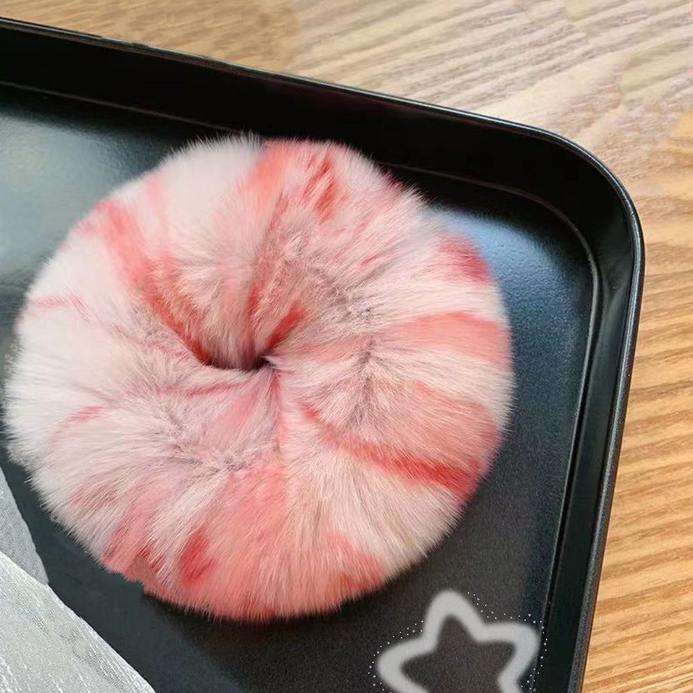 Plush Hair Ring with Rabbit Hair - Multiple Colors