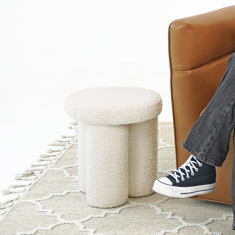 Wesley Ivory Boucle Stool