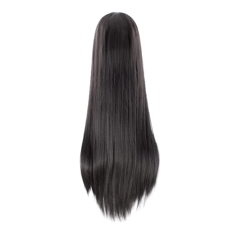 40-Inch Long Straight Black Wig for Cosplay, Anime, and Costume Parties