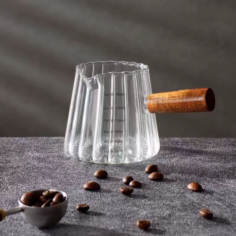 180ml Mini Glass Coffee Cup with Wooden Handle
