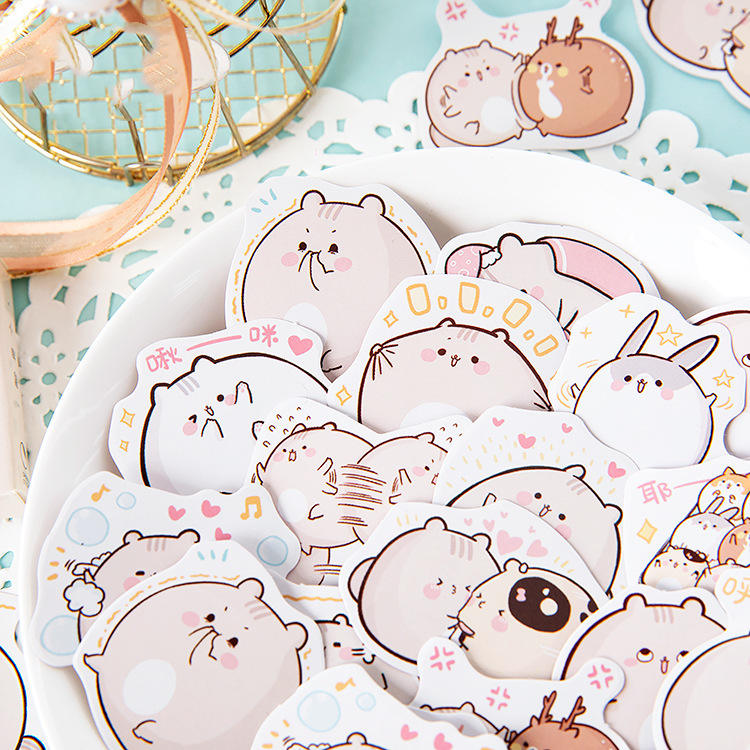 Little Fat Mouse Hand Account Notebook with Decorative Stickers - 45 Pieces