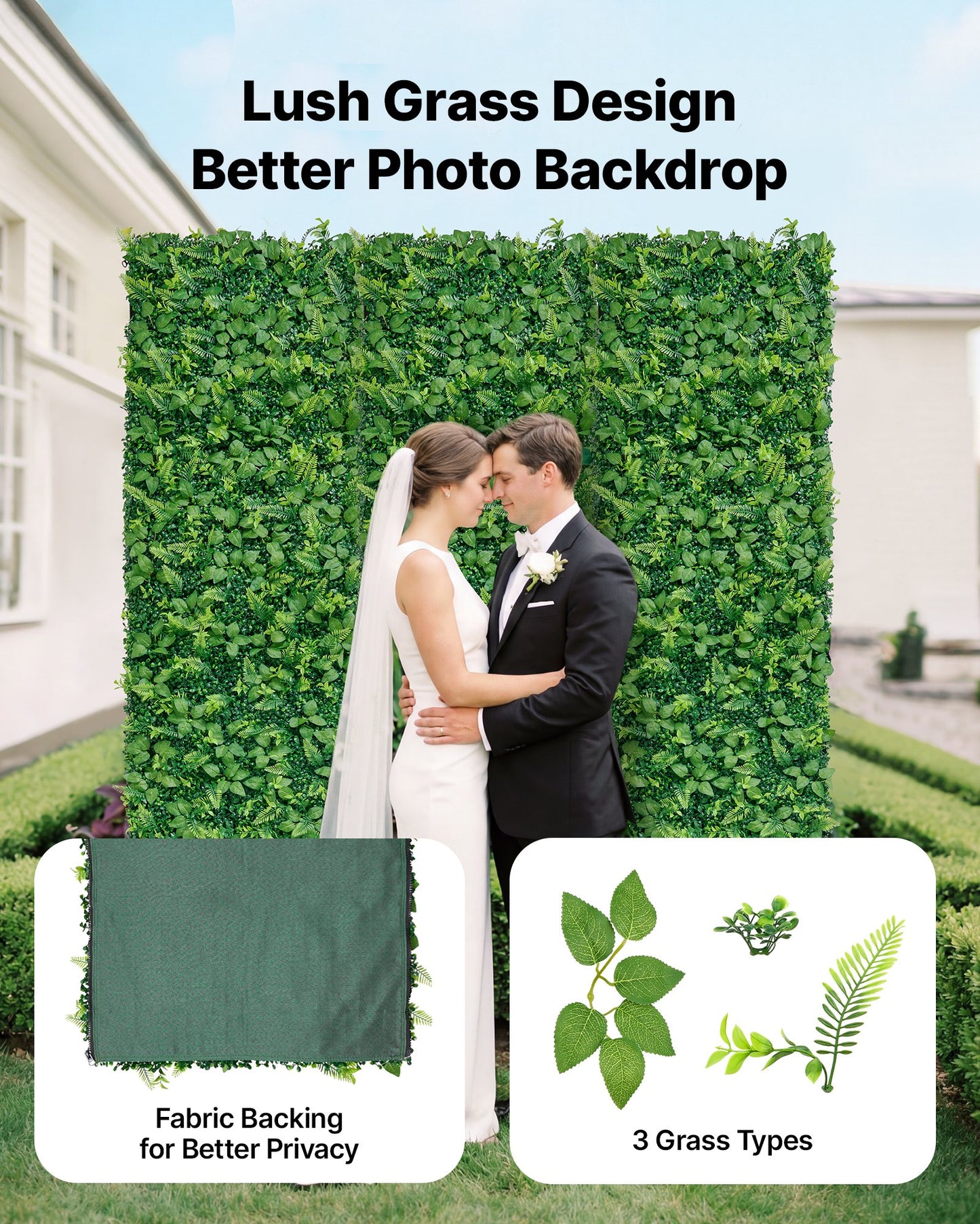 Artificial Greenery Wall Panels - 4 Pack 2x8 ft Privacy Hedge for Indoor & Outdoor Garden