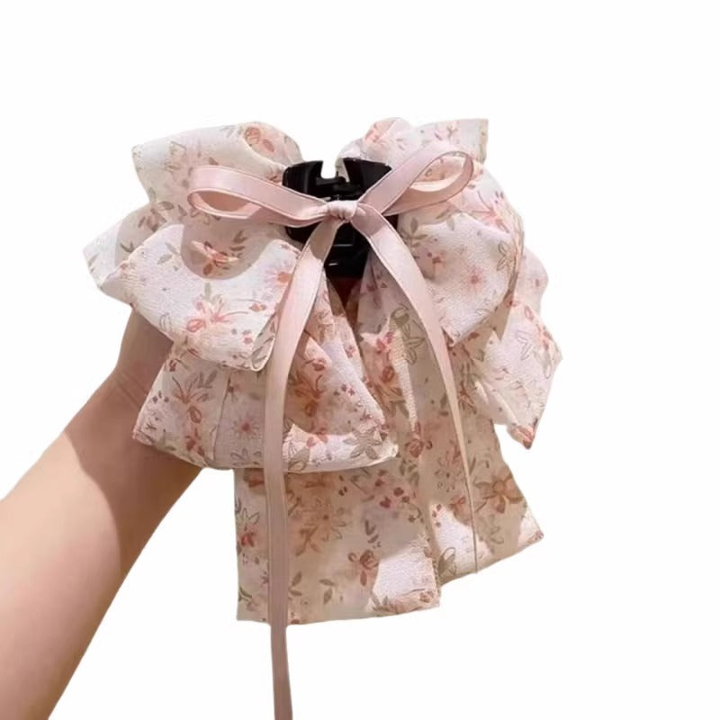 Sweet Bow Hair Clip for Women - Snow Yarn Headband & Hairpin Accessories