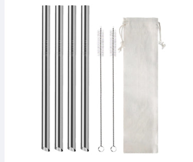 Stainless Steel Angled Straw Drinkware Set for Milk Tea and Beverages