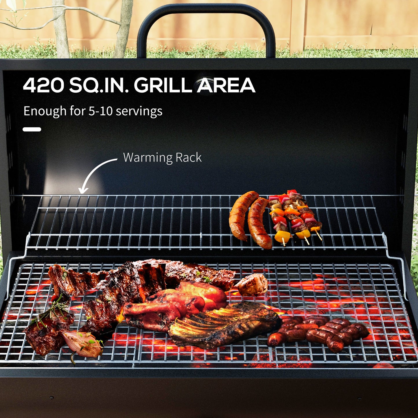 Charcoal Barrel BBQ Grill with Ash Catcher & Wheels - Black
