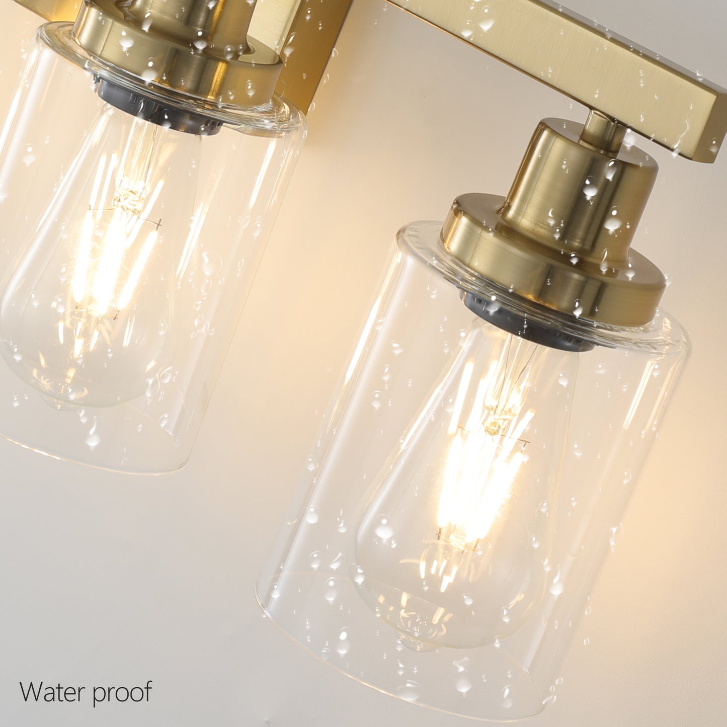 4-Light Golden Vanity Wall Light with Clear Glass Shades