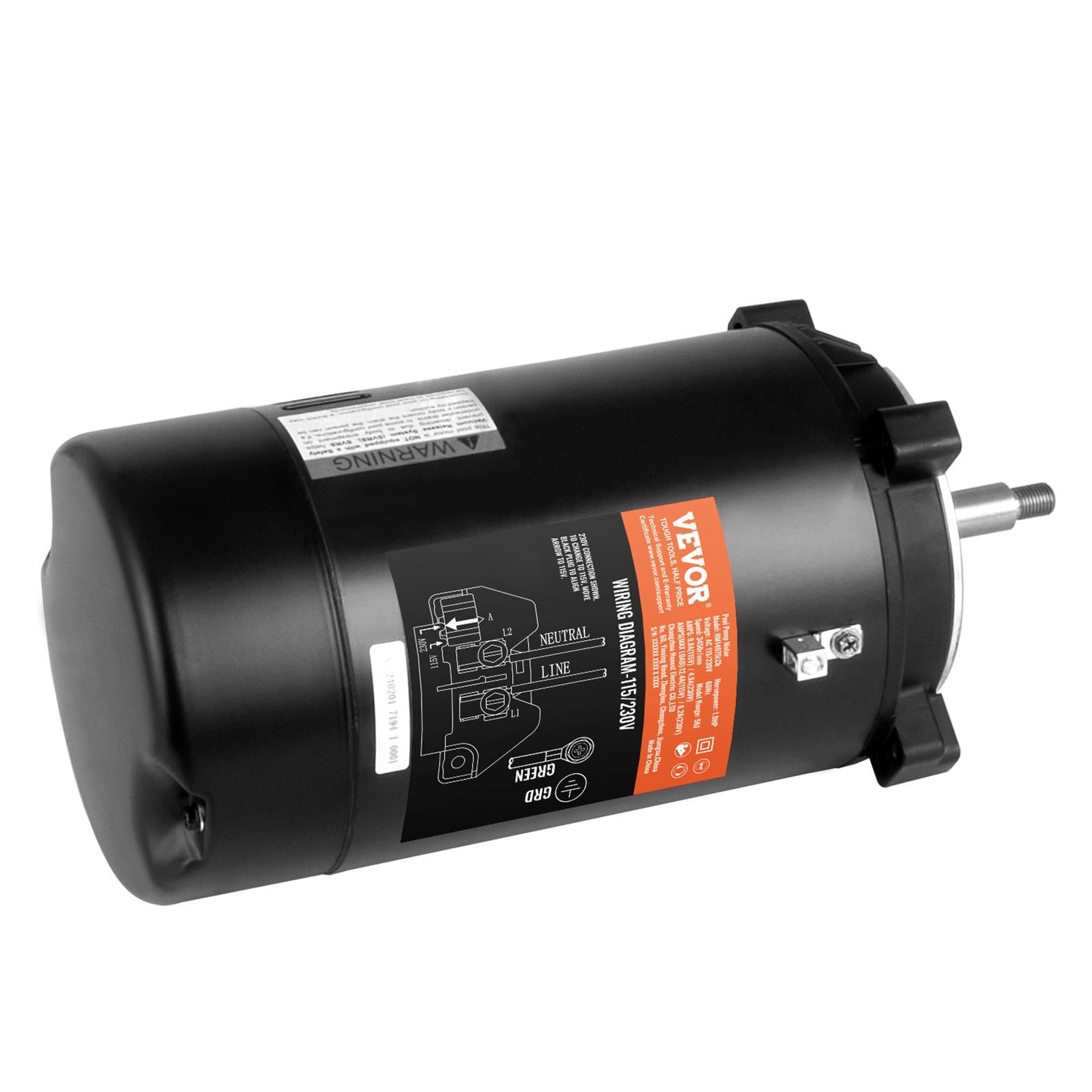 1HP Pool Pump Motor 56J Frame 115/230V 3450RPM CCW Replacement Black