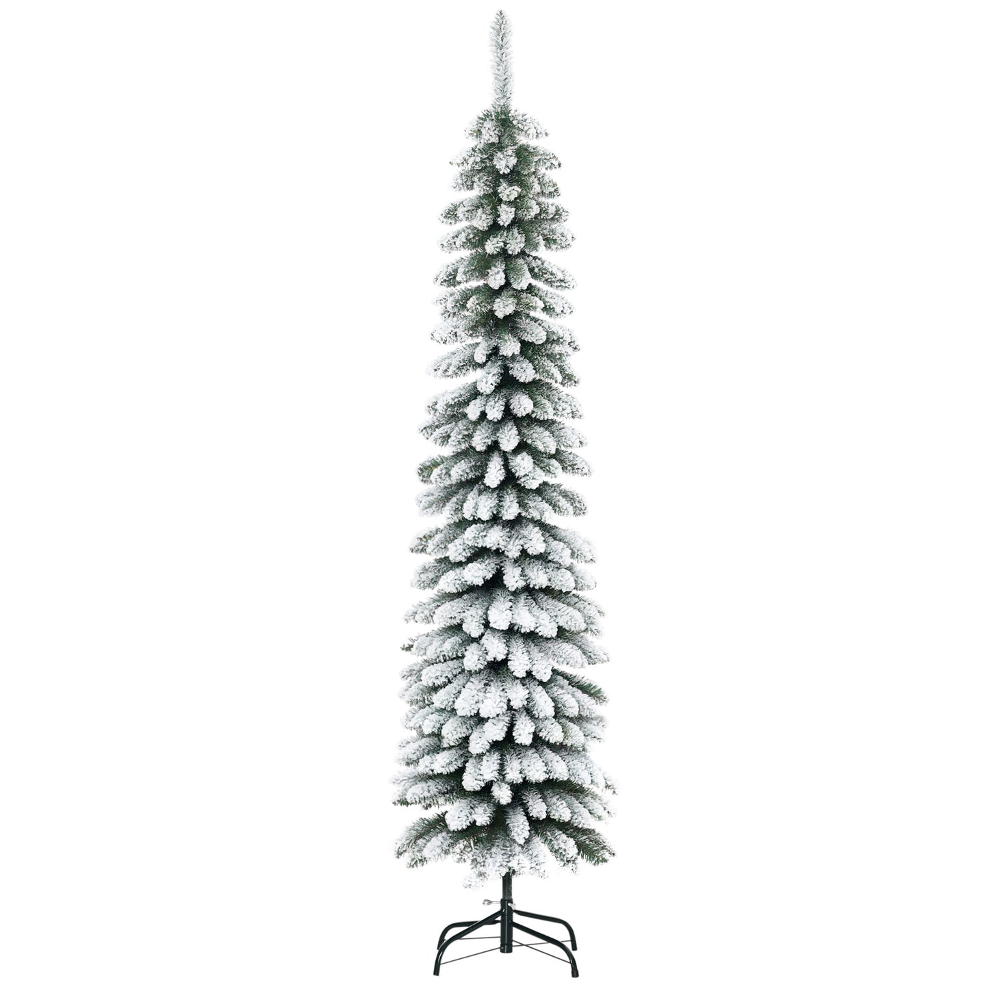 6ft Snow Flocked Slim Pencil Christmas Tree - Green