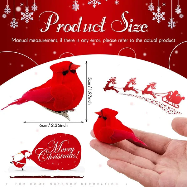 36 Pcs Red Cardinal Mini Ornaments with Clip for Christmas Tree