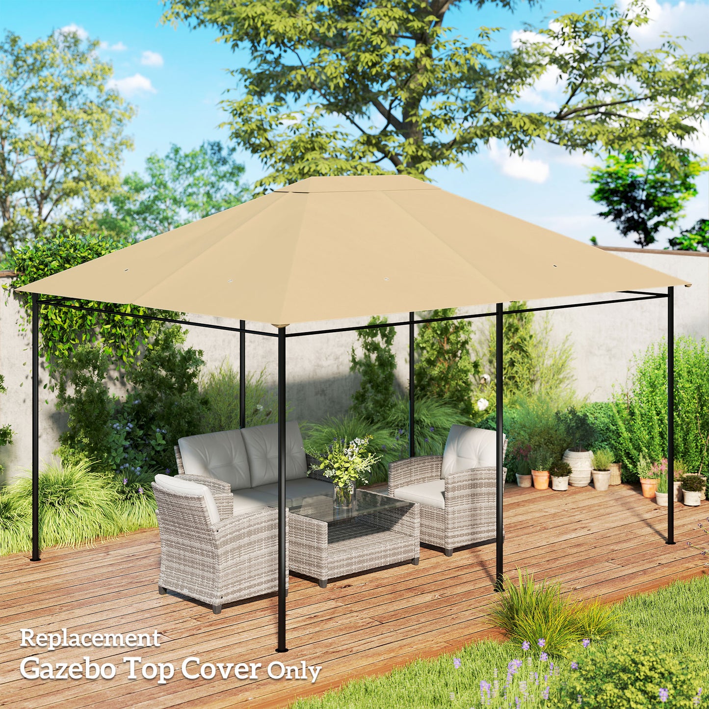 10x13 Gazebo Canopy Replacement Roof for 84C-116 - Khaki