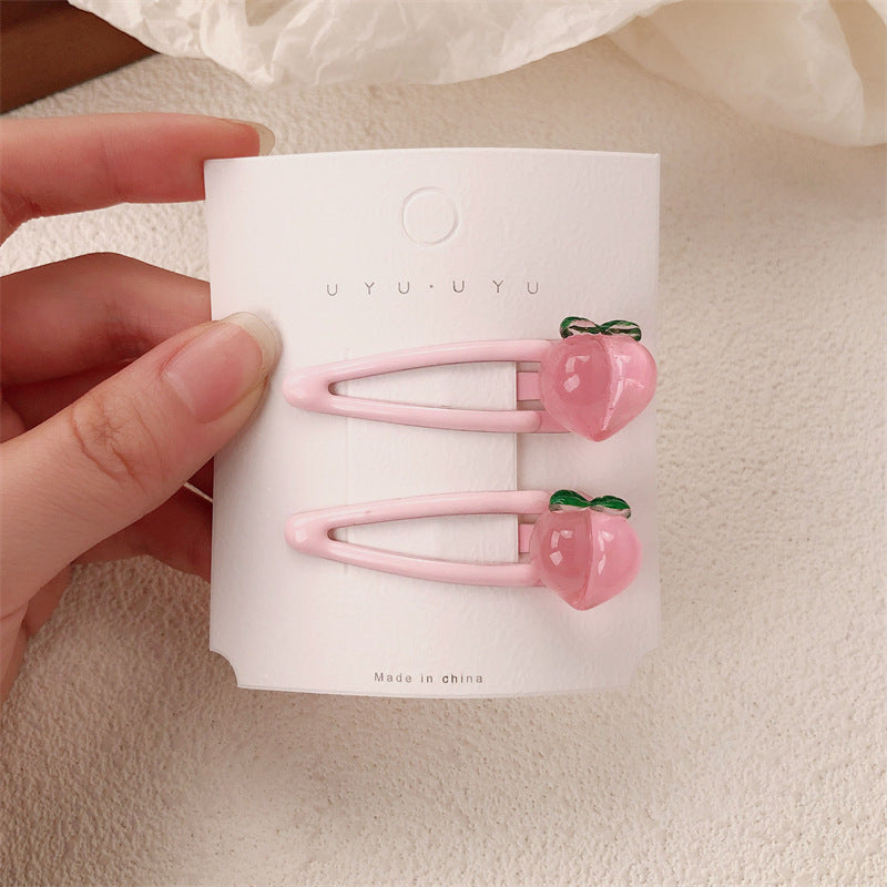 Pink Peach Hair Clips Set for Girls - Sweet Hair Accessories